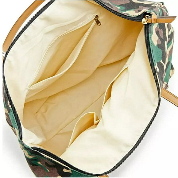 Sonoma Camouflage Handbag Tote My Heart Belongs to a Soldier Typography Green - Picture 4 of 6